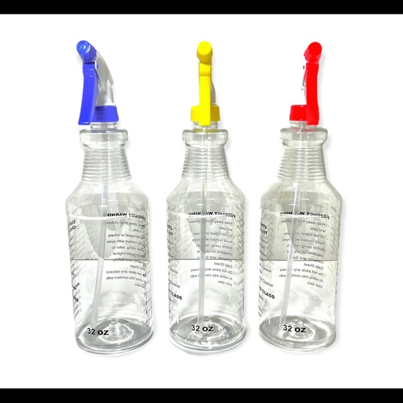 3 Pack Plastic Spray Bottles 32oz 3 Color Tops - Picture 6 of 14